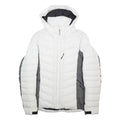 ROSSIGNOL Womens White & Grey Ski Jacket S Synthetic Quilted Hooded Zip