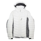 ROSSIGNOL Womens White & Grey Ski Jacket S Synthetic Quilted Hooded Zip