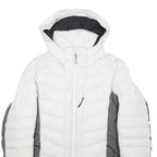ROSSIGNOL Womens White & Grey Ski Jacket S Synthetic Quilted Hooded Zip