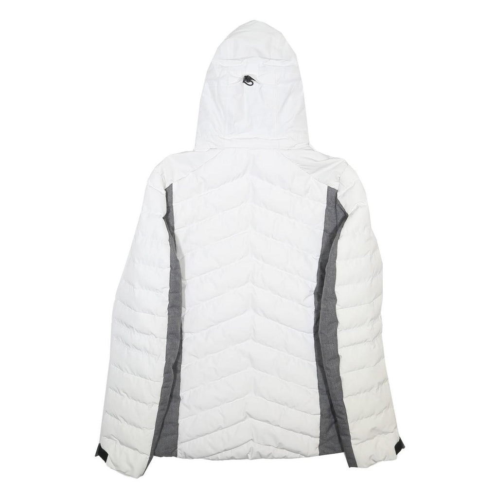 ROSSIGNOL Womens White & Grey Ski Jacket S Synthetic Quilted Hooded Zip