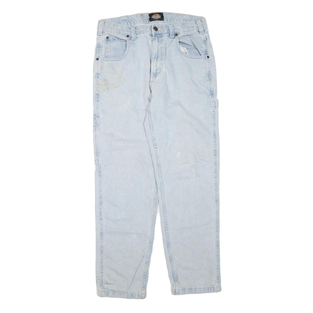 DICKIES Womens Regular Fit Light Blue Denim Jeans W32 L30 Workwear Zip Closure