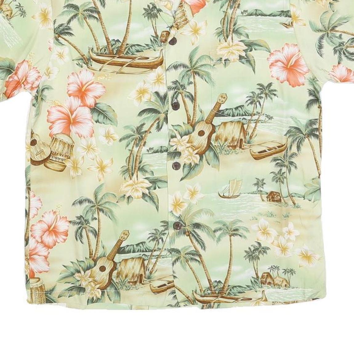 BISHOP STREET Womens Cream Tropical Print Shirt Short Sleeve Collared S Hawaiian