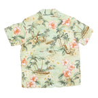 BISHOP STREET Womens Cream Tropical Print Shirt Short Sleeve Collared S Hawaiian