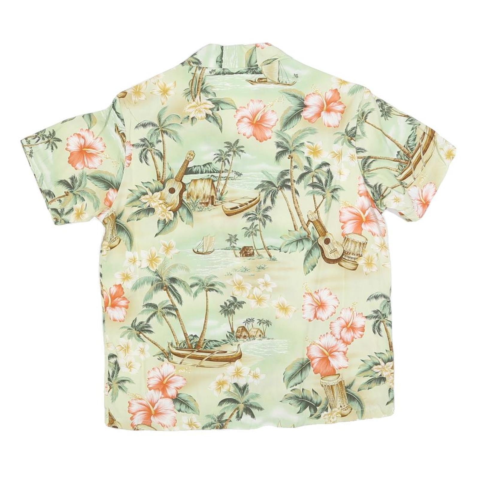 BISHOP STREET Womens Cream Tropical Print Shirt Short Sleeve Collared S Hawaiian