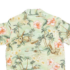 BISHOP STREET Womens Cream Tropical Print Shirt Short Sleeve Collared S Hawaiian
