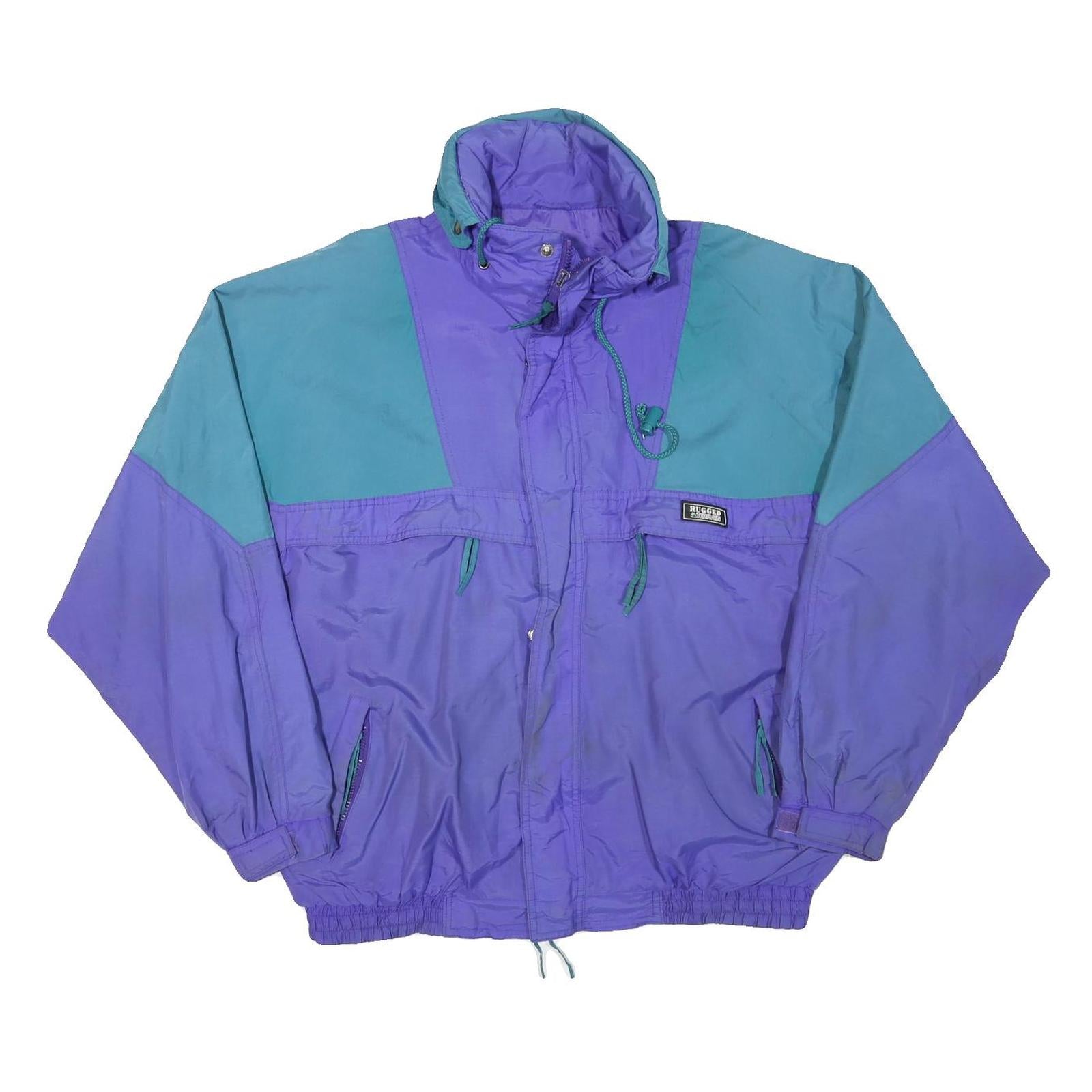 RUGGED TERRAIN Mens Purple & Teal Outdoor Jacket L Polyester Blend Zip