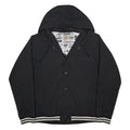 CARHARTT Mens Black Hooded Button Cotton Blend Jacket XL Plain Classic Workwear