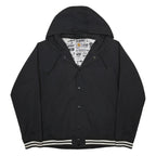 CARHARTT Mens Black Hooded Button Cotton Blend Jacket XL Plain Classic Workwear