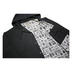 CARHARTT Mens Black Hooded Button Cotton Blend Jacket XL Plain Classic Workwear