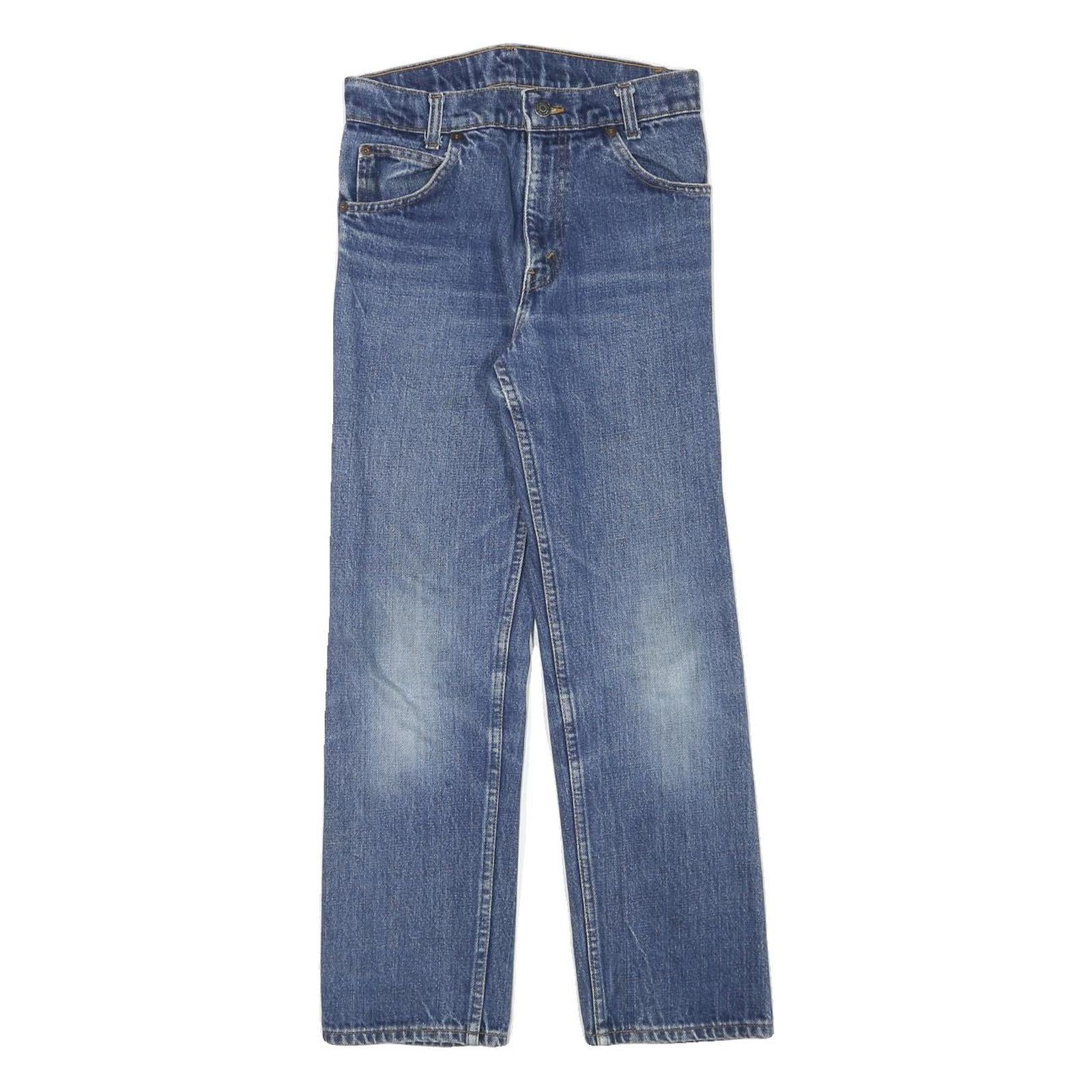 Womens Blue Regular Fit Straight Leg Denim Jeans W26 L26 Cotton Blend Zip