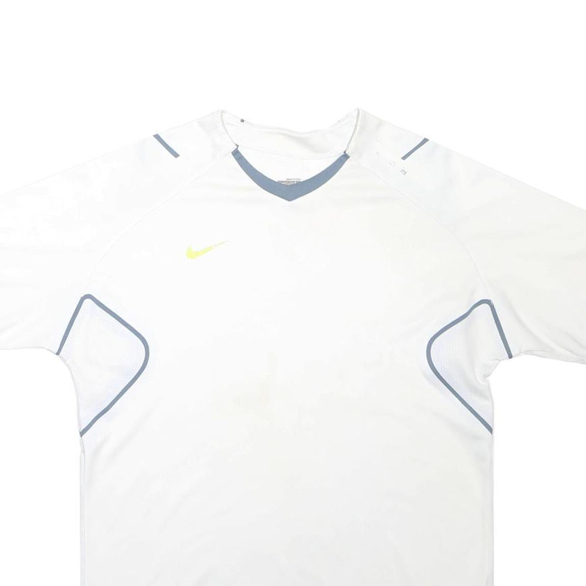 NIKE Mens White Modern L Short Sleeve V-Neck Sports Training Performance T-Shirt