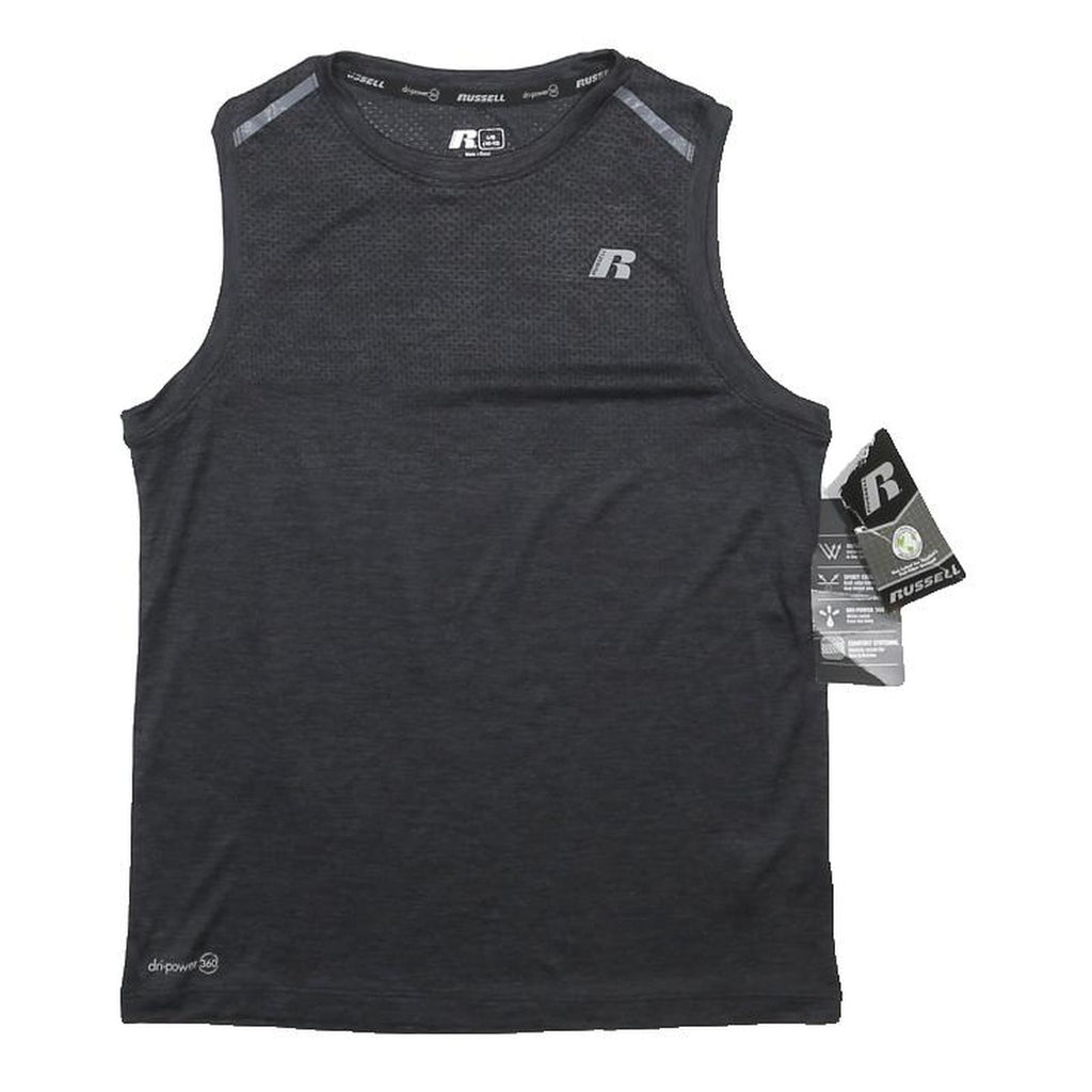 RUSSELL ATHLETIC Womens Black Sleeveless Graphic L Cotton Blend Gym Vest