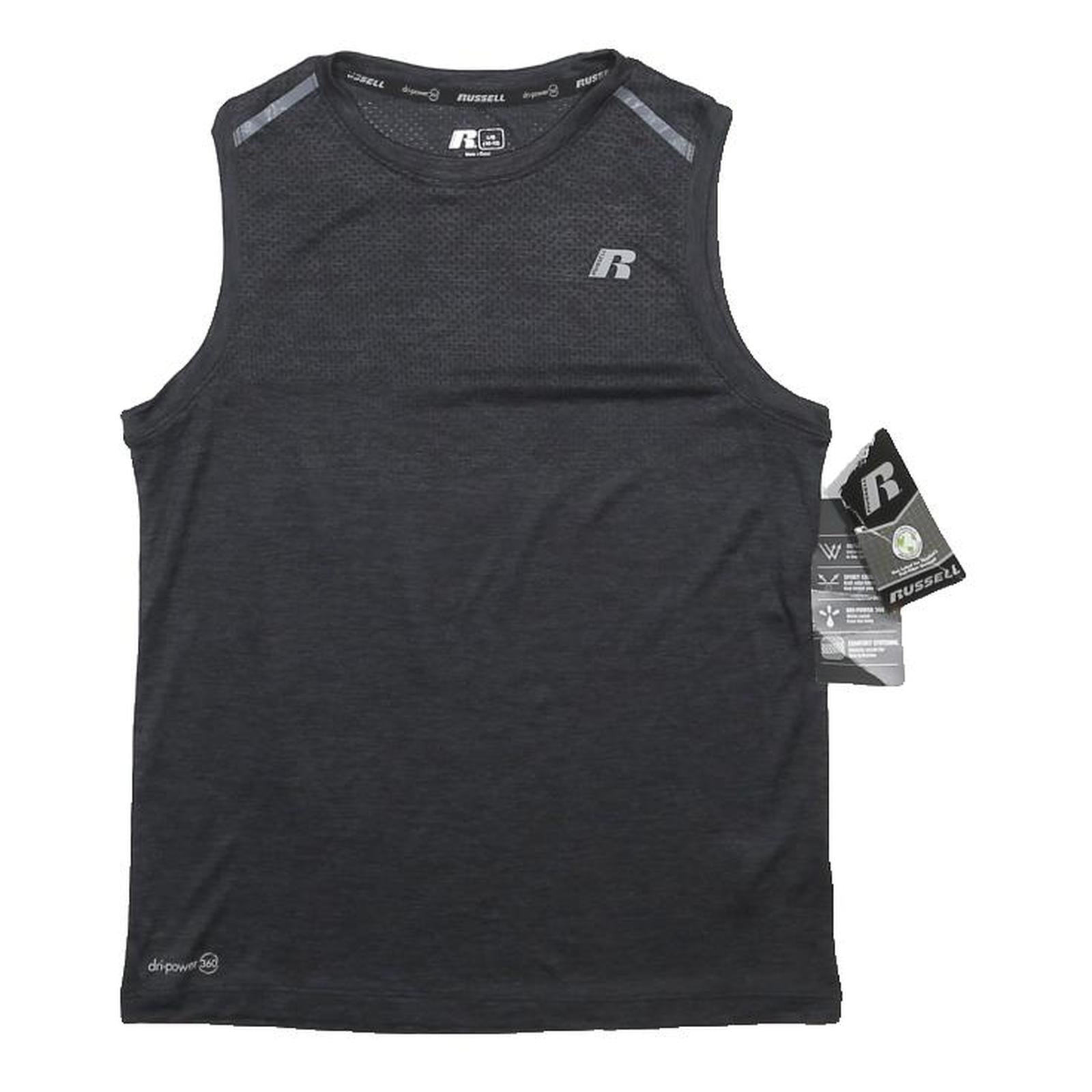 RUSSELL ATHLETIC Womens Black Sleeveless Graphic L Cotton Blend Gym Vest
