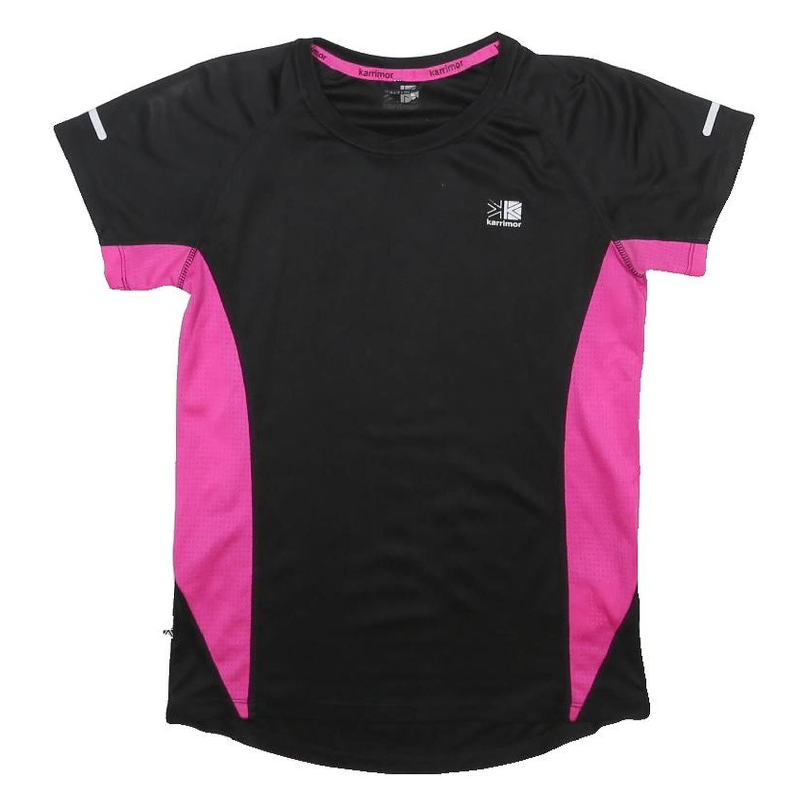 KARRIMOR Womens Black & Pink Athletic T-Shirt UK 10 Short Sleeve Crew Neck