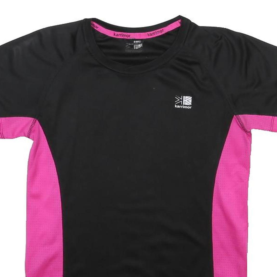 KARRIMOR Womens Black & Pink Athletic T-Shirt UK 10 Short Sleeve Crew Neck