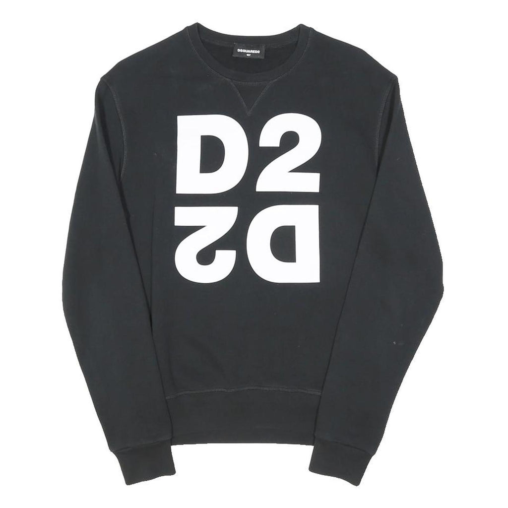 DSQUARED2 Boys Black Sweatshirt 16Y Cotton Blend Crew Neck Casual Pullover
