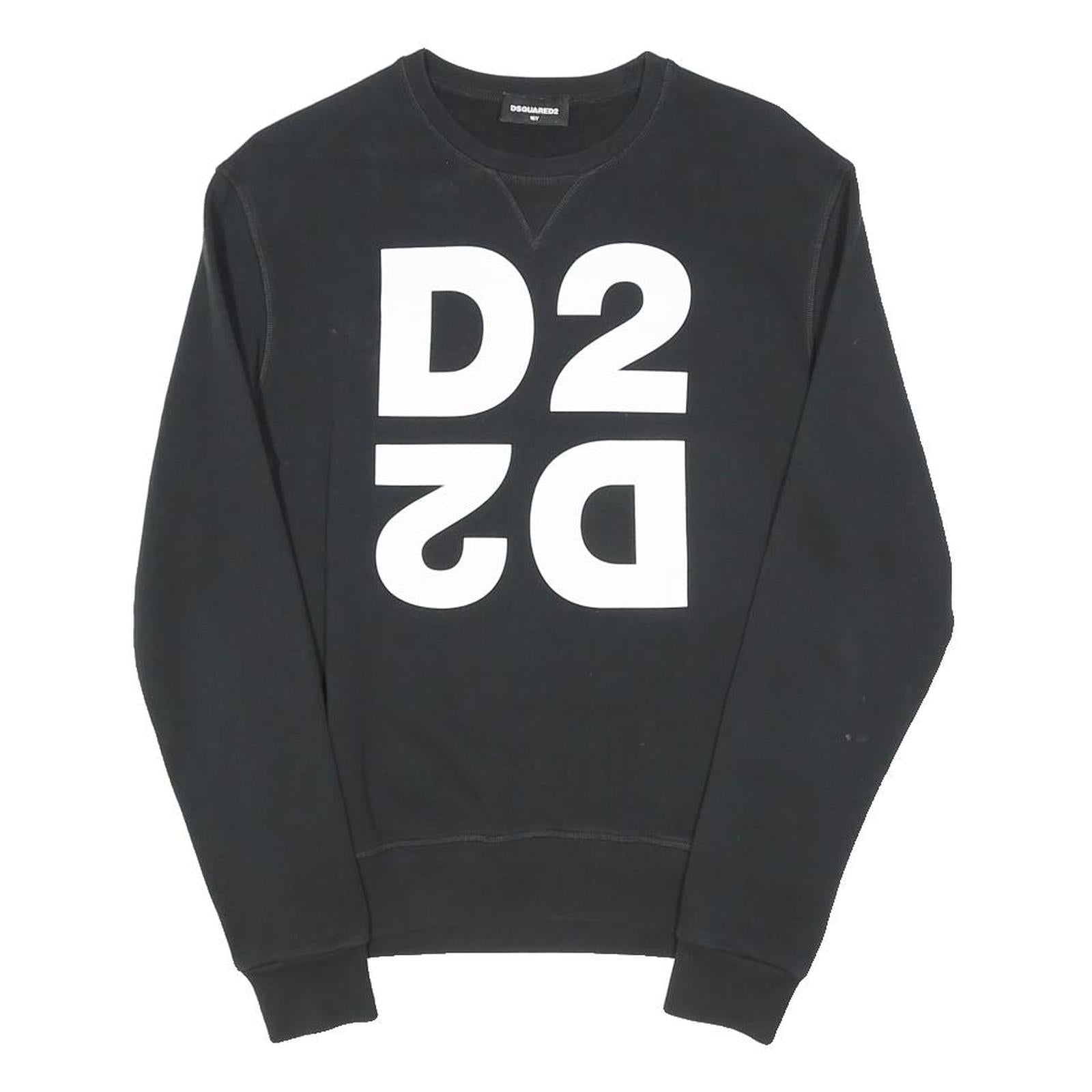 DSQUARED2 Boys Black Sweatshirt 16Y Cotton Blend Crew Neck Casual Pullover