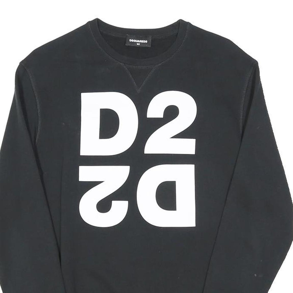 DSQUARED2 Boys Black Sweatshirt 16Y Cotton Blend Crew Neck Casual Pullover