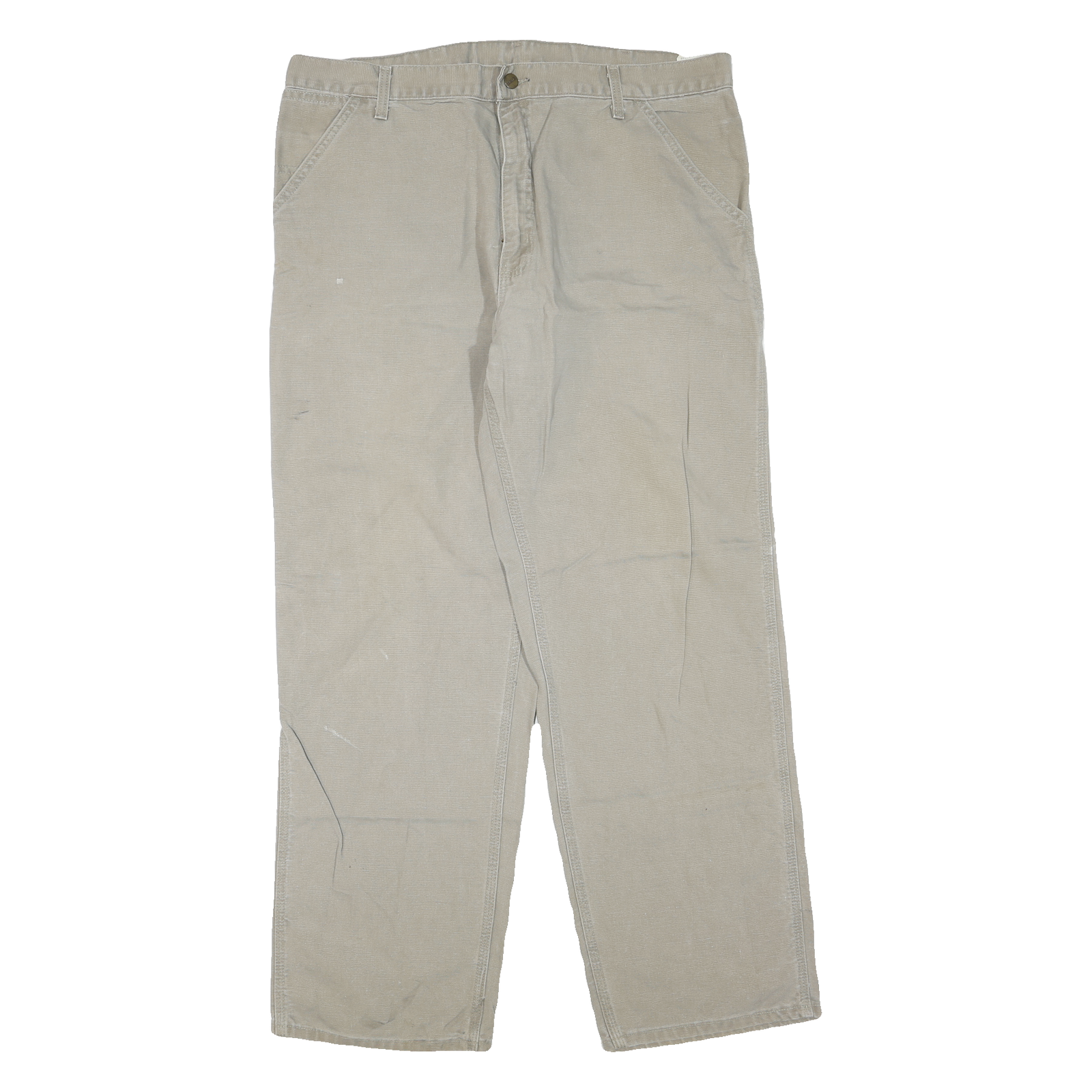 CARHARTT Mens Regular Fit Beige Denim Jeans W40 L32 Workwear Utility Zip