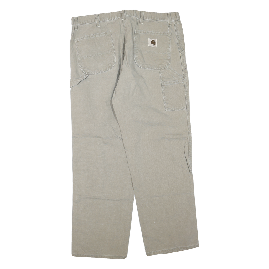 CARHARTT Mens Regular Fit Beige Denim Jeans W40 L32 Workwear Utility Zip