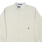 TOMMY HILFIGER Mens Beige Button Down Shirt S Cotton Casual Classic Long Sleeve