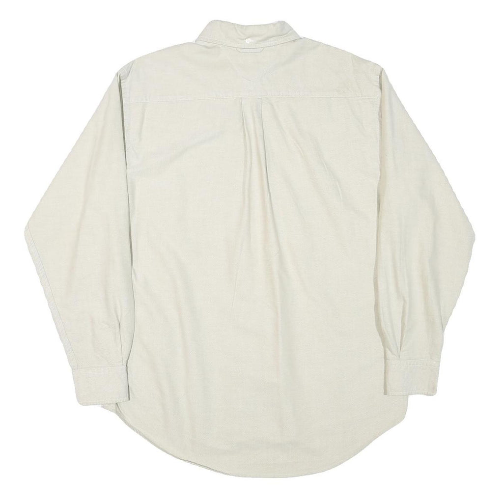TOMMY HILFIGER Mens Beige Button Down Shirt S Cotton Casual Classic Long Sleeve