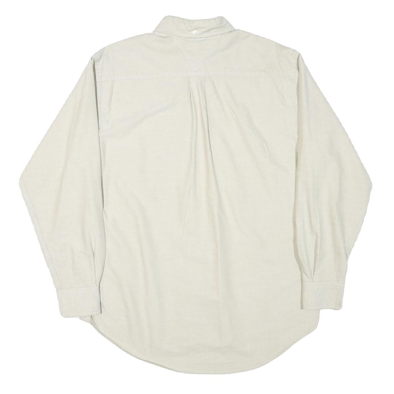 TOMMY HILFIGER Mens Beige Button Down Shirt S Cotton Casual Classic Long Sleeve
