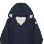 HOLLISTER Womens Navy Blue Casual Jacket M Polyester Zip Hooded Plain