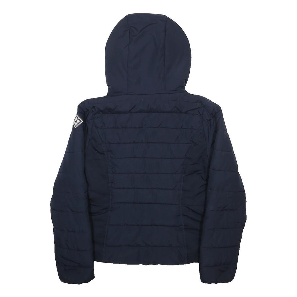 HOLLISTER Womens Navy Blue Casual Jacket M Polyester Zip Hooded Plain