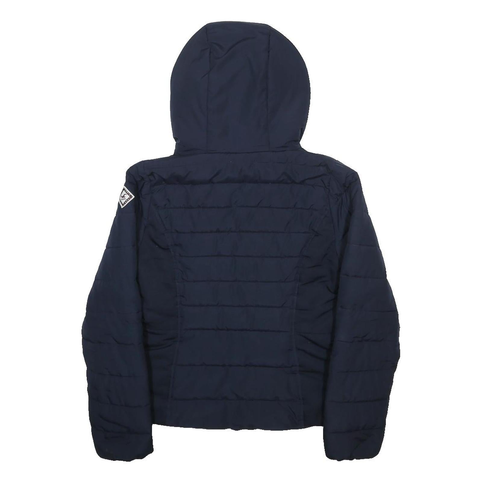 HOLLISTER Womens Navy Blue Casual Jacket M Polyester Zip Hooded Plain