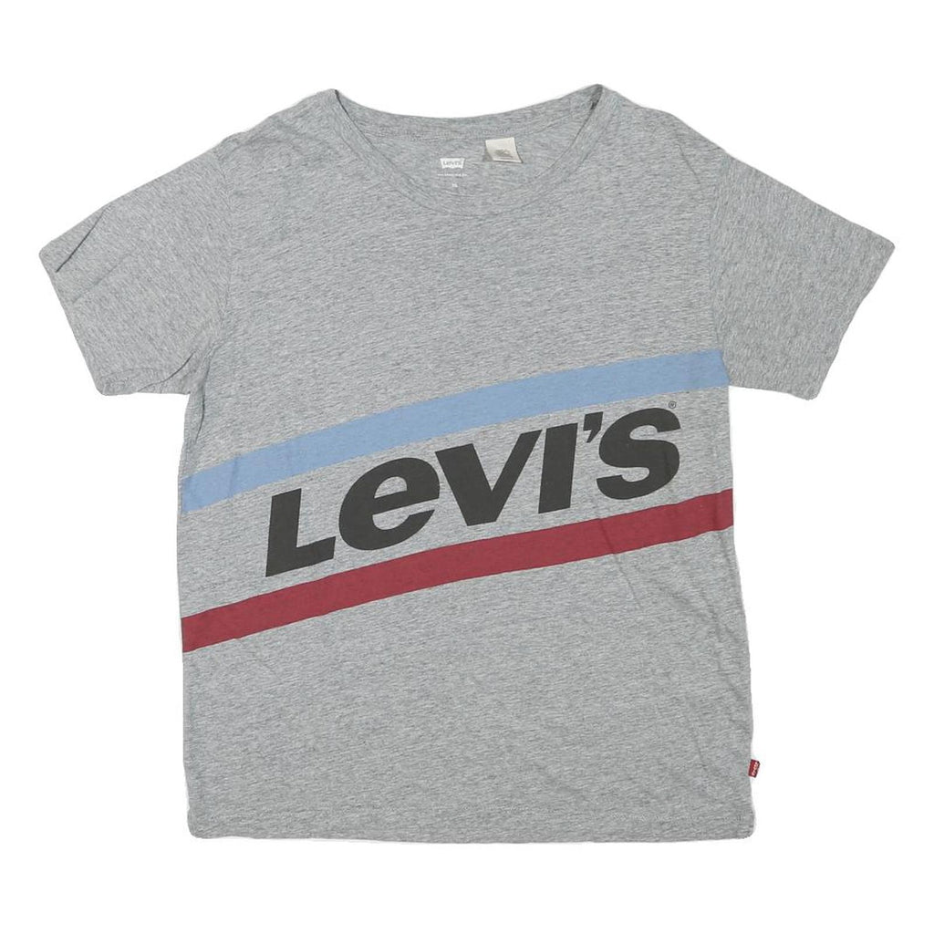 LEVI'S Mens Grey Blue & Red Graphic T-Shirt XS Short Sleeve Crew Neck Cotton