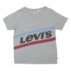 LEVI'S Mens Grey Blue & Red Graphic T-Shirt XS Short Sleeve Crew Neck Cotton