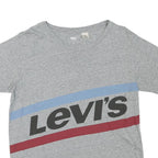 LEVI'S Mens Grey Blue & Red Graphic T-Shirt XS Short Sleeve Crew Neck Cotton