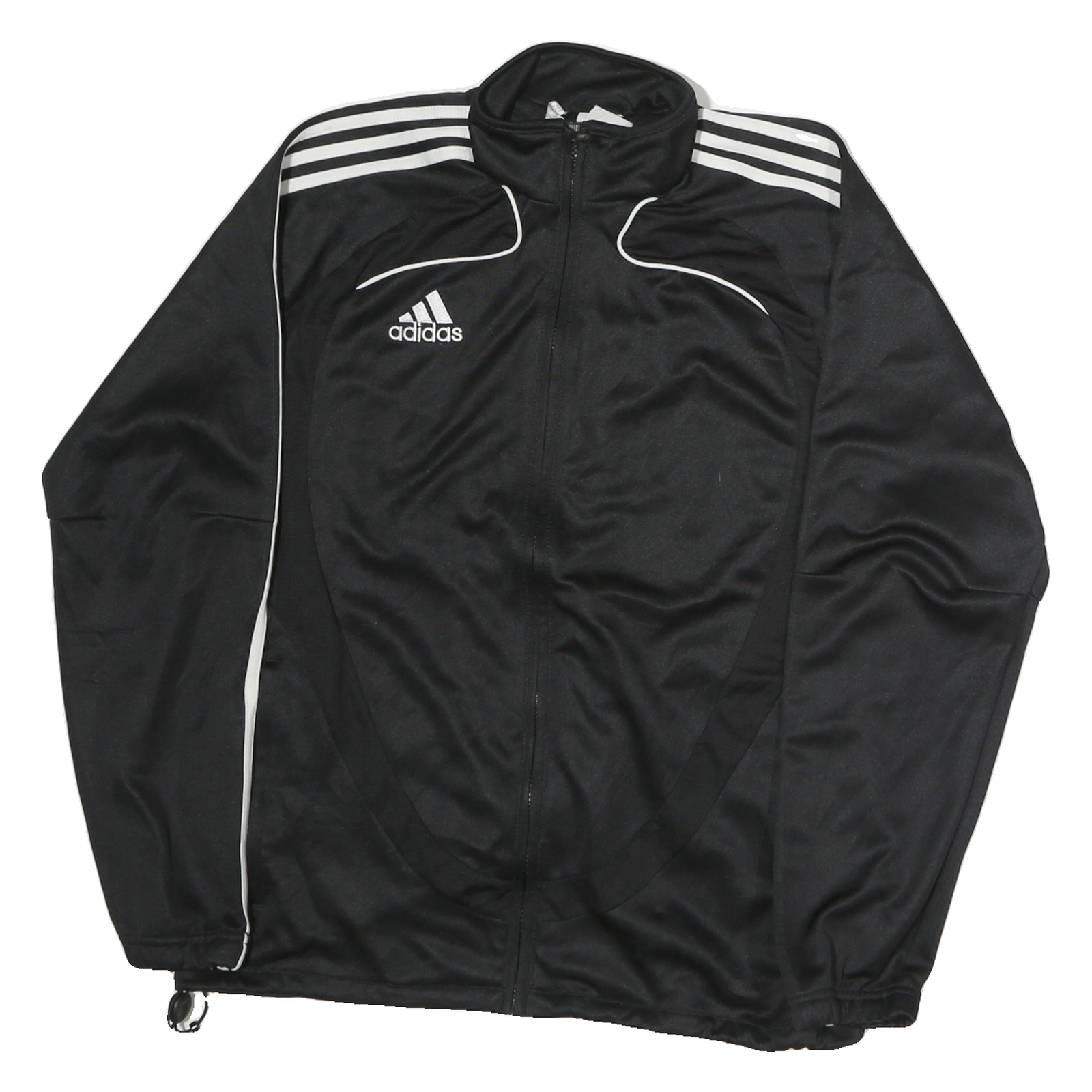 ADIDAS Mens Black White Track Jacket S Polyester Zip Sportswear Casual