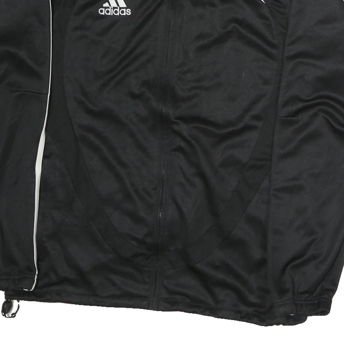 ADIDAS Mens Black White Track Jacket S Polyester Zip Sportswear Casual