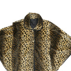 KEOMI Womens Beige & Brown Leopard Print Jacket L Polyester Button Closure