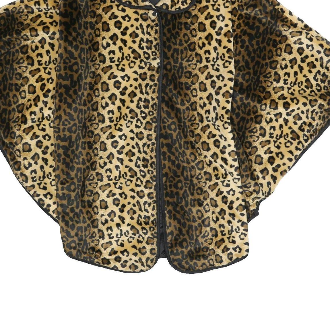 KEOMI Womens Beige & Brown Leopard Print Jacket L Polyester Button Closure