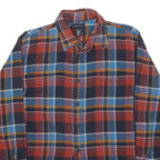 LAND'S END Mens Red & Blue Check Shirt L Cotton Blend Long Sleeve Casual
