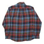 LAND'S END Mens Red & Blue Check Shirt L Cotton Blend Long Sleeve Casual