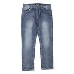 TRUE LUCK Womens Blue Regular Straight Denim Medium W36 L32 Zip Jeans
