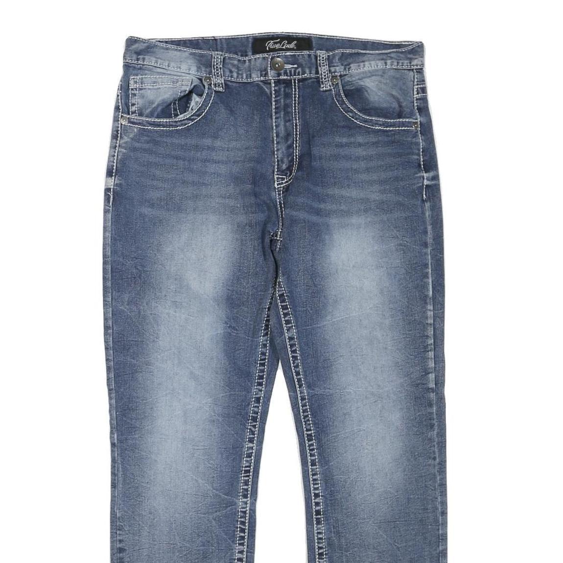 TRUE LUCK Womens Blue Regular Straight Denim Medium W36 L32 Zip Jeans