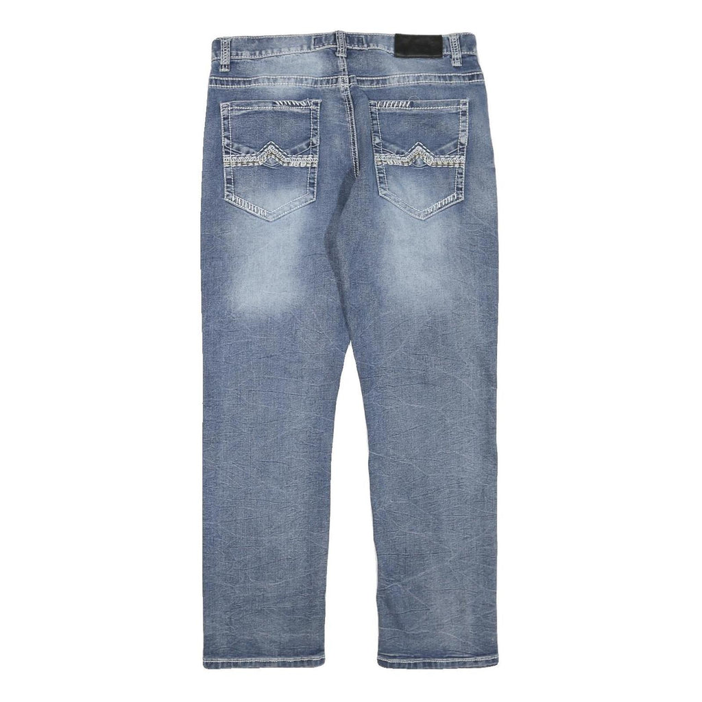TRUE LUCK Womens Blue Regular Straight Denim Medium W36 L32 Zip Jeans