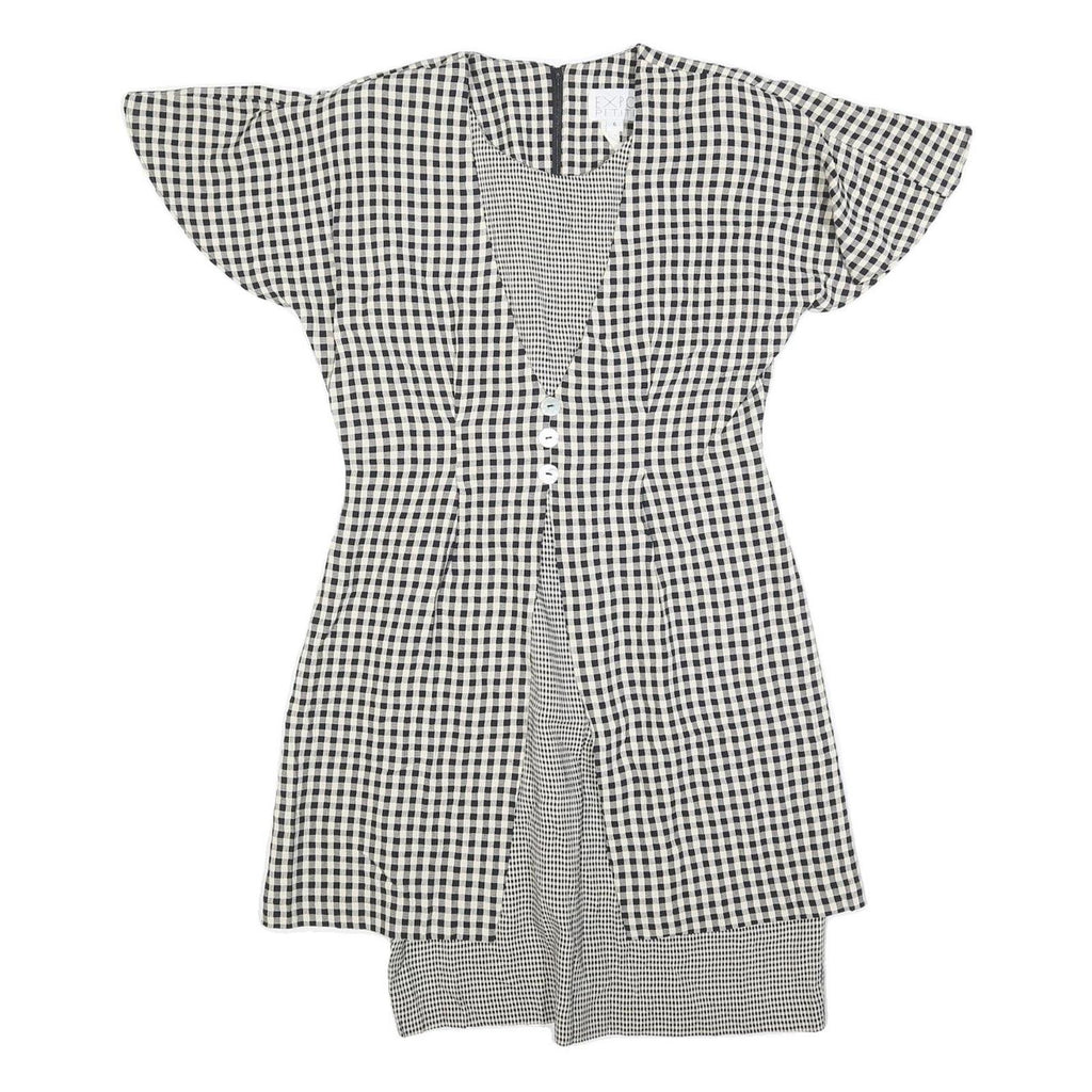 EXPO PETITE Womens Black & White Check Fit & Flare Cotton Blend Dress M Short