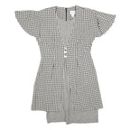 EXPO PETITE Womens Black & White Check Fit & Flare Cotton Blend Dress M Short