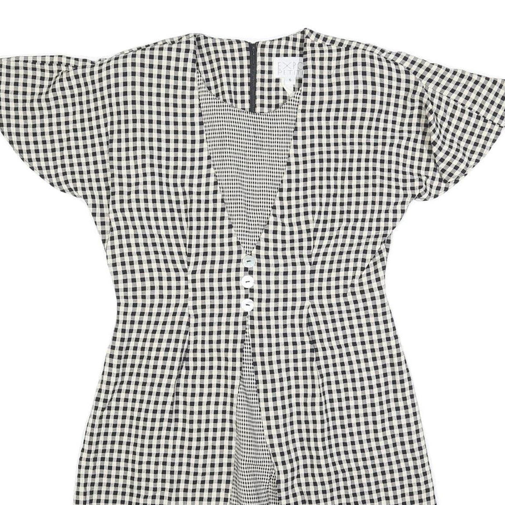 EXPO PETITE Womens Black & White Check Fit & Flare Cotton Blend Dress M Short