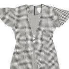 EXPO PETITE Womens Black & White Check Fit & Flare Cotton Blend Dress M Short