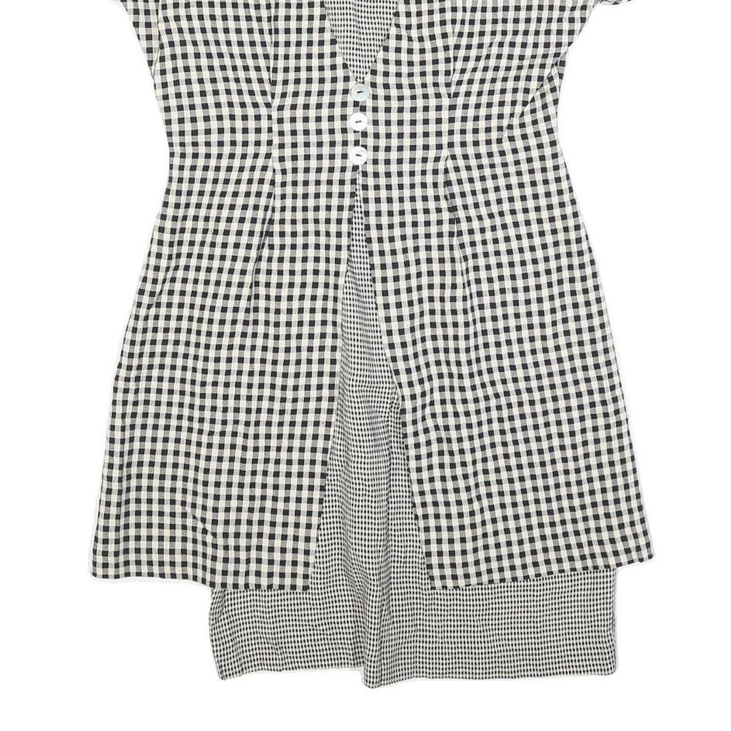 EXPO PETITE Womens Black & White Check Fit & Flare Cotton Blend Dress M Short