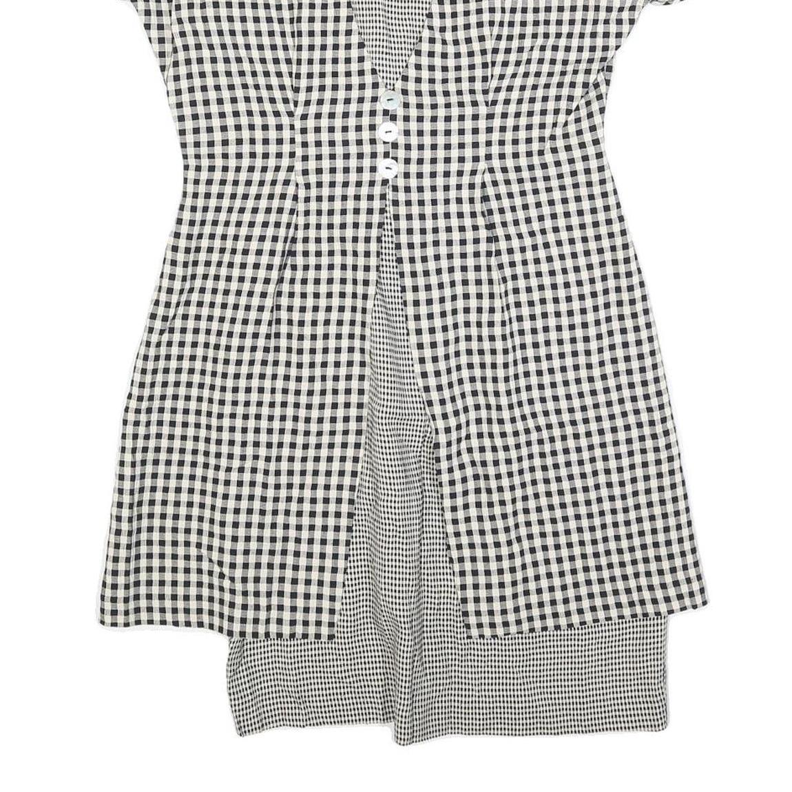 EXPO PETITE Womens Black & White Check Fit & Flare Cotton Blend Dress M Short