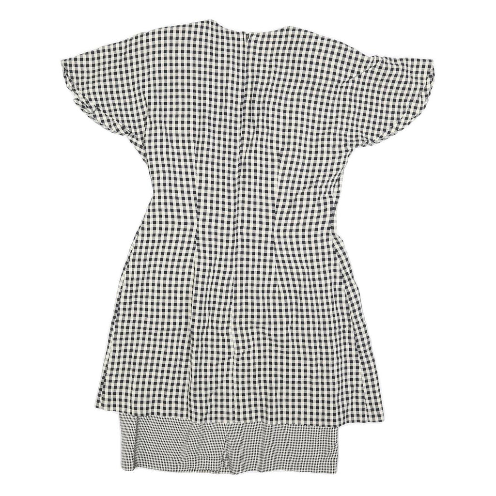 EXPO PETITE Womens Black & White Check Fit & Flare Cotton Blend Dress M Short