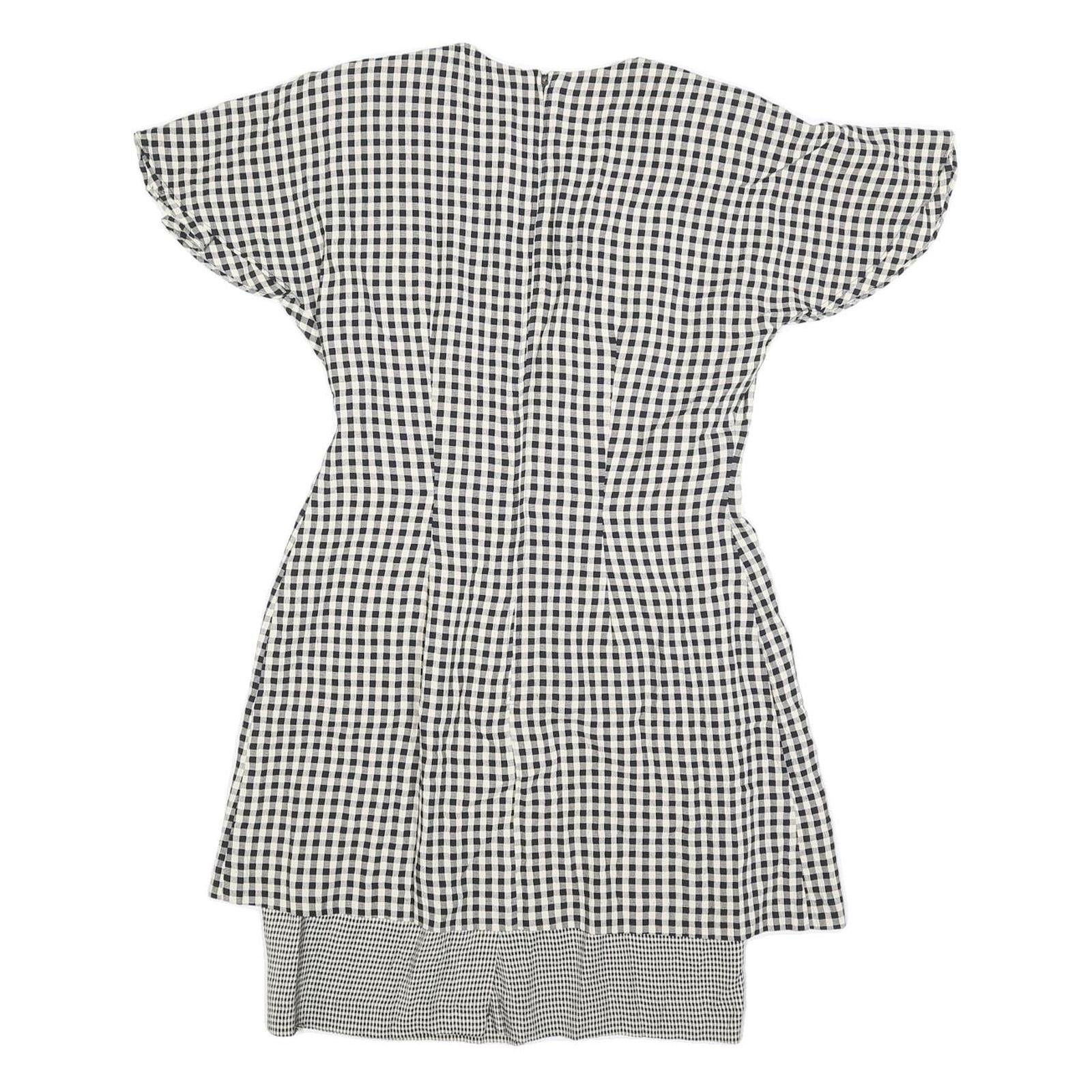 EXPO PETITE Womens Black & White Check Fit & Flare Cotton Blend Dress M Short